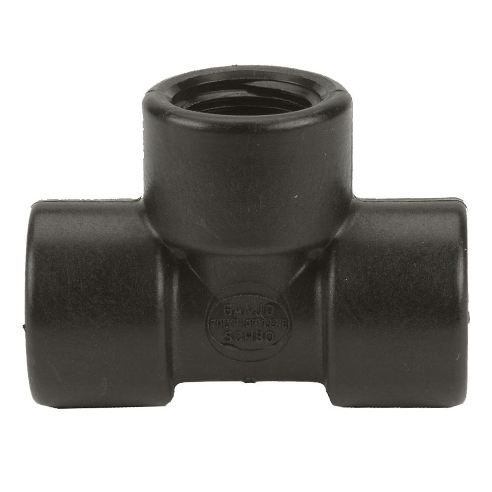 3/4" FNPT x 3/4" FNPT x 3/4" FNPT Banjo® Black Fiberglass-Reinforced Polypropylene Pipe Tee