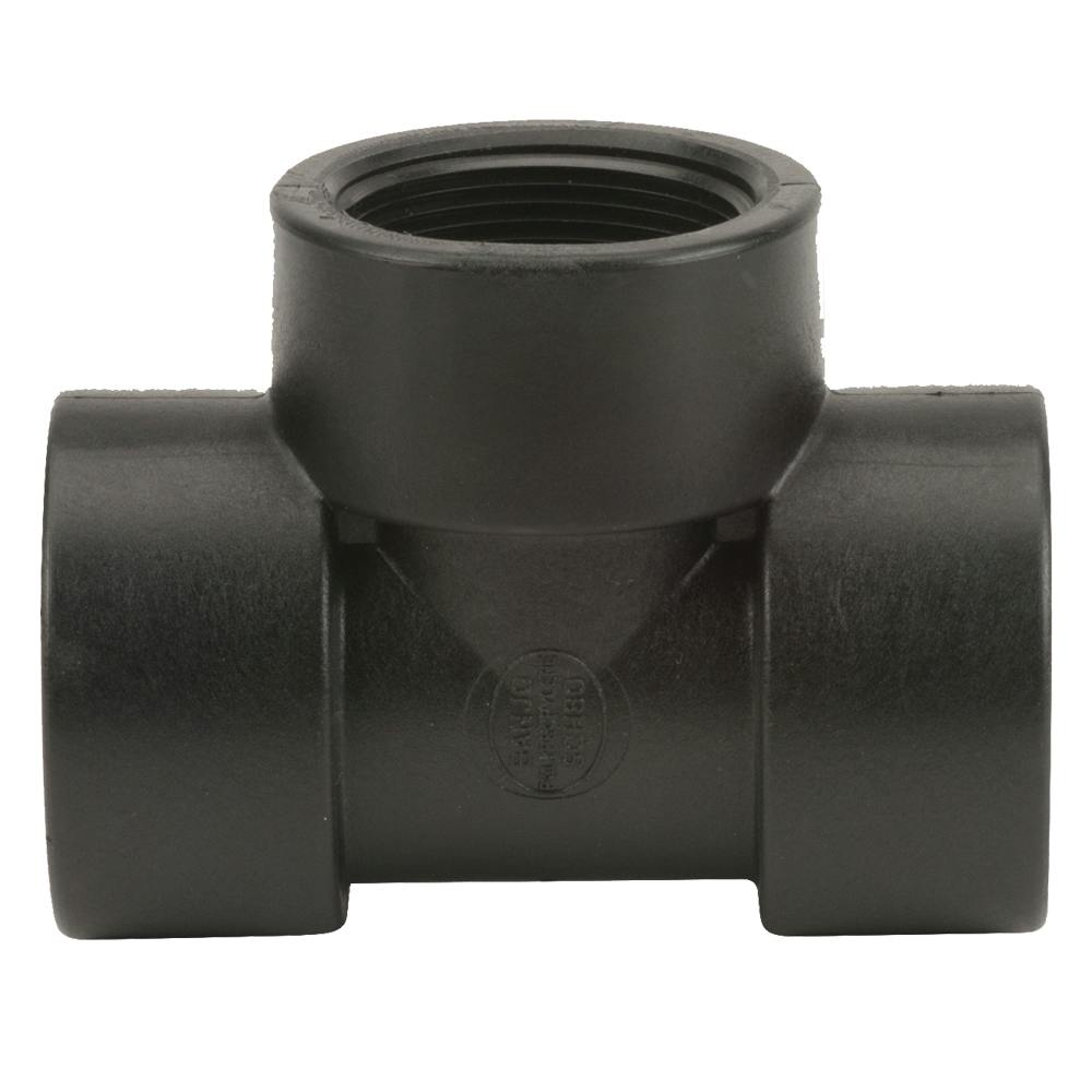 1-1/2" FNPT x 1-1/2" FNPT x 1-1/2" FNPT Banjo® Black Fiberglass-Reinforced Polypropylene Pipe Tee