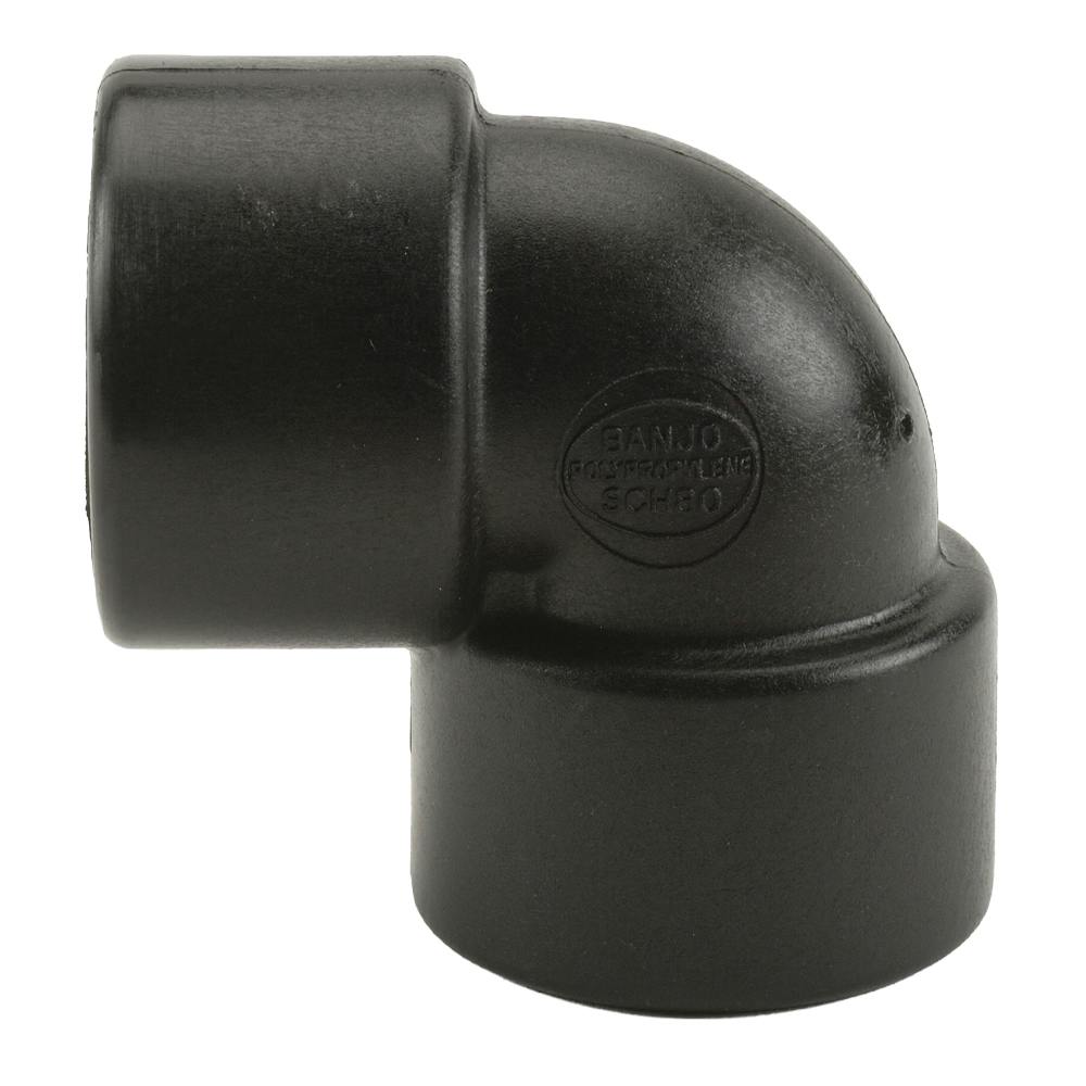 1" FNPT x 1" FNPT Banjo® Black Fiberglass-Reinforced Polypropylene 90° Pipe Elbow