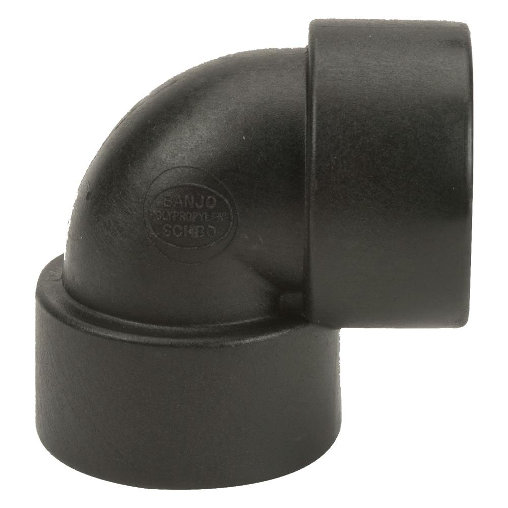 1-1/2" FNPT x 1-1/2" FNPT Banjo® Black Fiberglass-Reinforced Polypropylene 90° Pipe Elbow