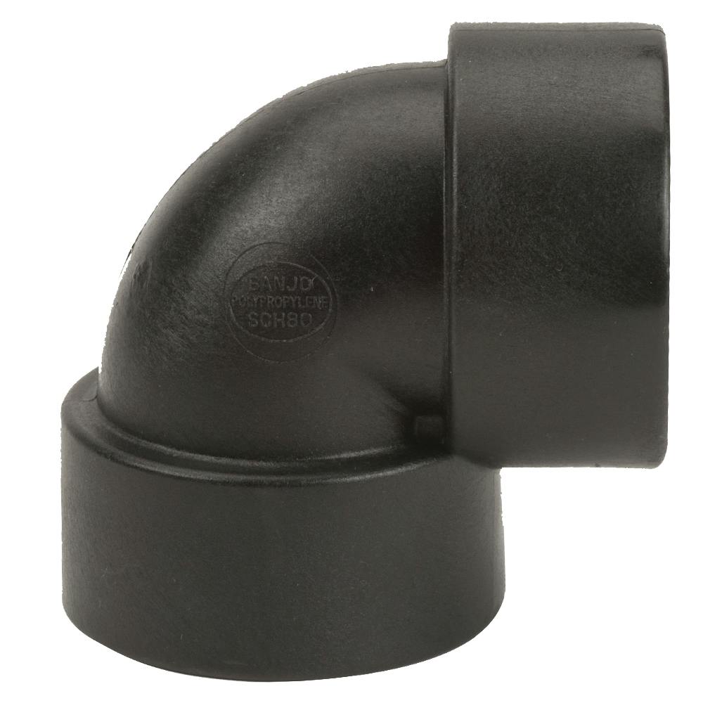 2" FNPT x 2" FNPT Banjo® Black Fiberglass-Reinforced Polypropylene 90° Pipe Elbow