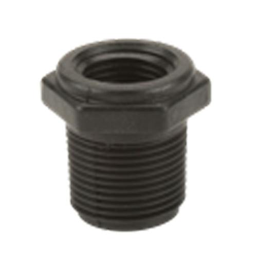 3/4" MNPT x 1/2" FNPT Banjo® Black Fiberglass-Reinforced Polypropylene Reducer Bushing