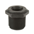1" MNPT x 1/2" FNPT Banjo® Black Fiberglass-Reinforced Polypropylene Reducer Bushing