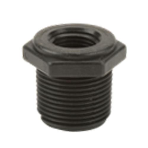 1" MNPT x 1/2" FNPT Banjo® Black Fiberglass-Reinforced Polypropylene Reducer Bushing