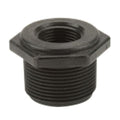 1-1/4" MNPT x 3/4" FNPT Banjo® Black Fiberglass-Reinforced Polypropylene Reducer Bushing