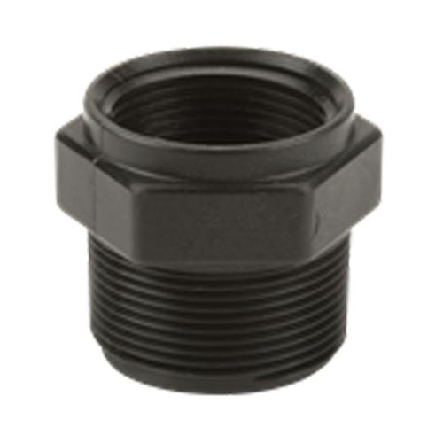 1-1/2" MNPT x 1-1/4" FNPT Banjo® Black Fiberglass-Reinforced Polypropylene Reducer Bushing