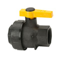 1-1/4" Full Port Single Union Spinweld Banjo® Black Fiberglass-Reinforced Polypropylene Ball Valve with 1-1/4" Flow Size