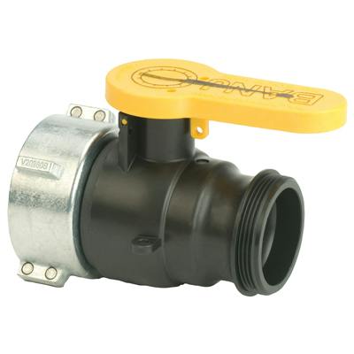 2" Banjo® Black Fiberglass-Reinforced Polypropylene Valve with Quick Disconnect Outlet & Santoprene™ Gasket