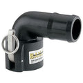 2" Female Coupler x 2" Hose Barb Banjo® Black Fiberglass-Reinforced Polypropylene Cam Lever 90° Elbow