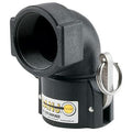 1-1/2" Female Coupler x 1-1/2" FNPT Banjo® Black Fiberglass-Reinforced Polypropylene Cam Lever 90° Elbow