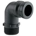 1-1/2" Male Adapter x 1-1/2" MNPT Banjo® Black Fiberglass-Reinforced Polypropylene Cam Lever 90° Elbow