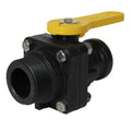 2" Male Adapter x 2" MNPT Banjo® Black Fiberglass-Reinforced Polypropylene Standard Port Stubby Ball Valve