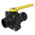 2" Male Adapter x 2" MNPT Banjo® Black Fiberglass-Reinforced Polypropylene Full Port Stubby Ball Valve