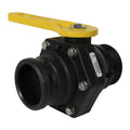 3" Male Adapter x 3" MNPT Banjo® Black Fiberglass-Reinforced Polypropylene Standard Port Stubby Ball Valve