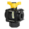3/4" FNPT Banjo® Black Fiberglass-Reinforced Polypropylene 3-Way Bottom Load Ball Valve with FKM Seals & 1" Opening Thru Ball & T-Type Handle