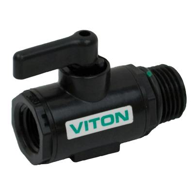 1/2" FNPT x 1" MNPT Banjo® Black Fiberglass-Reinforced Polypropylene Micro Valve for 1" Drain Plug
