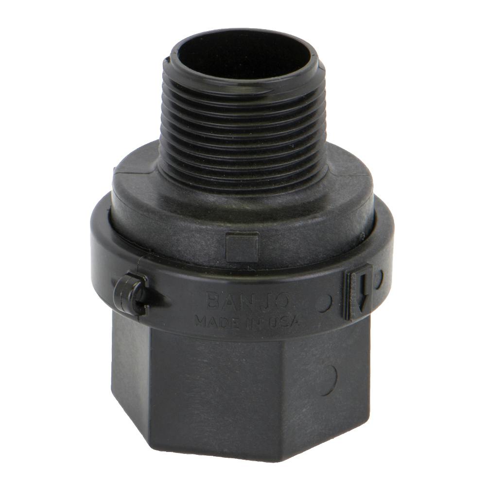 1" MNPT x 1" FNPT Banjo® Black Fiberglass-Reinforced Polypropylene Check Valve with EPDM Seal