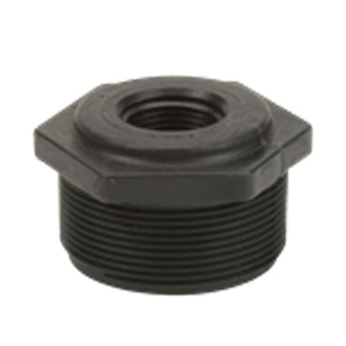 2" MNPT x 3/4" FNPT Banjo® Black Fiberglass-Reinforced Polypropylene Reducer Bushing