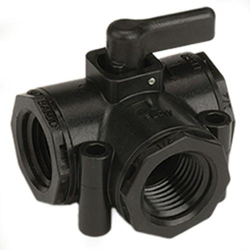 1/2" FNPT Side Load Banjo® Black Fiberglass-Reinforced Polypropylene Micro Valve