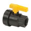3/4" FNPT Banjo® Black Fiberglass-Reinforced Polypropylene Full Port Single Union Valve with 3/4" Flow Size & EPDM Seals
