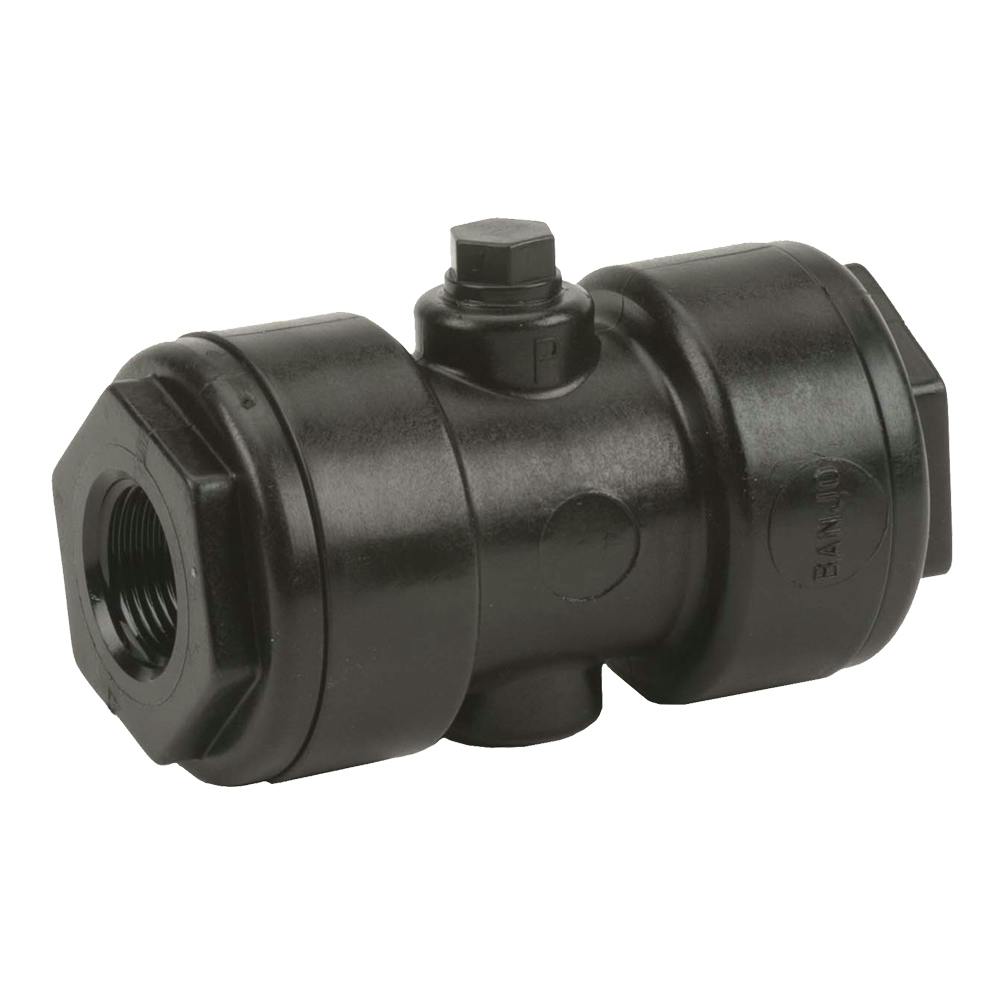 3/4" FNPT x 3/4" FNPT Banjo® Black Fiberglass-Reinforced Polypropylene Pinch Valve with EPDM Gasket