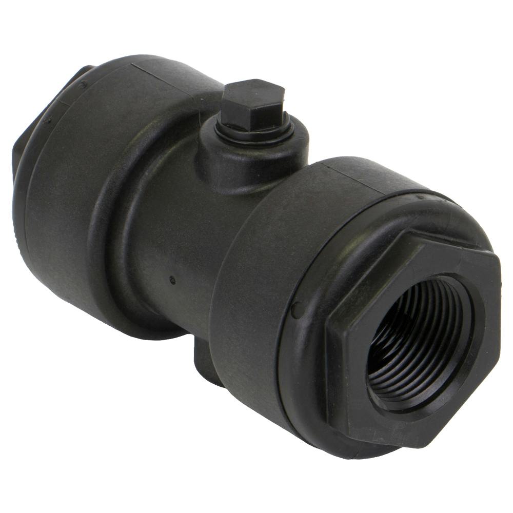 1" FNPT x 1" FNPT Banjo® Black Fiberglass-Reinforced Polypropylene Pinch Valve with EPDM Gasket