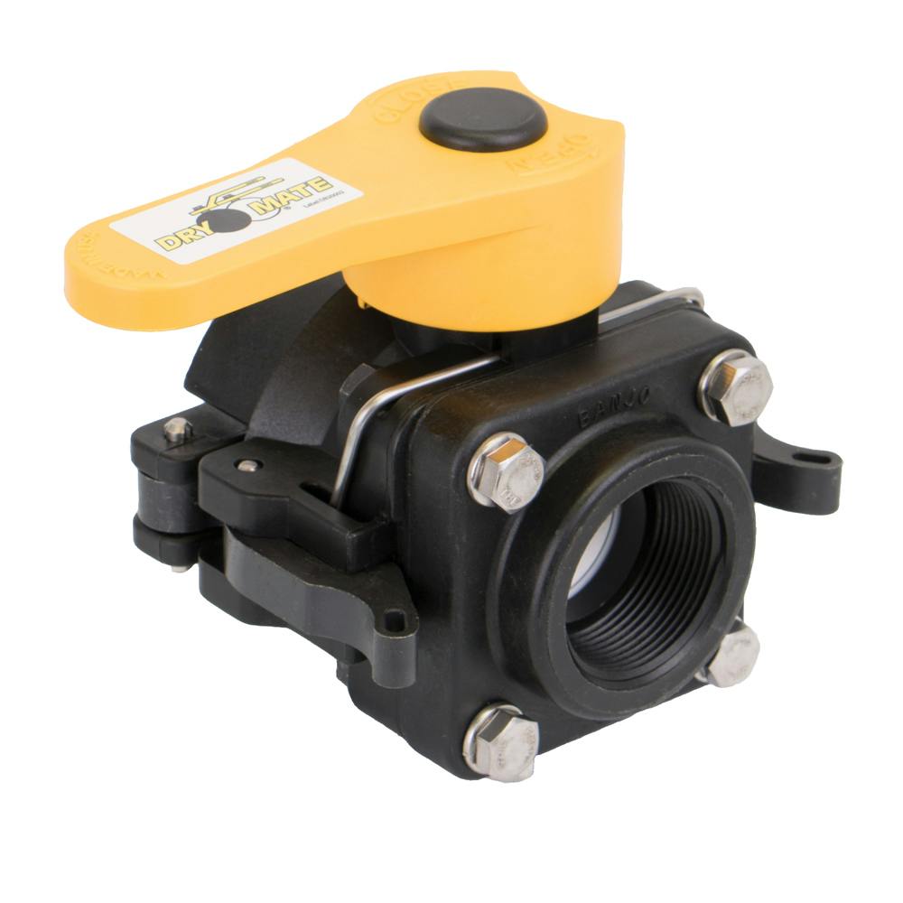 1-1/2" Female Coupler Banjo® Black Fiberglass-Reinforced Polypropylene Dry-Mate® Ball Valve