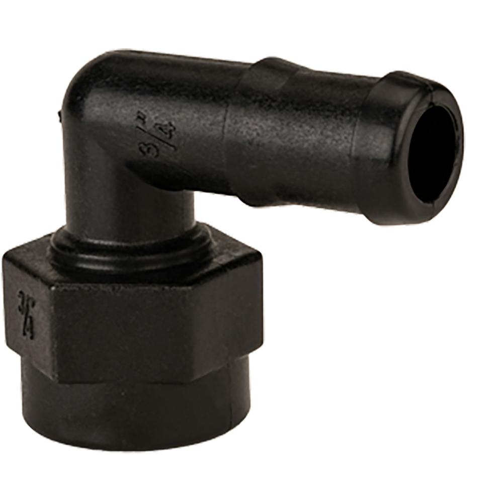 1" FNPT x 1" Hose Barb Banjo® Black Fiberglass-Reinforced Polypropylene 90° Elbow