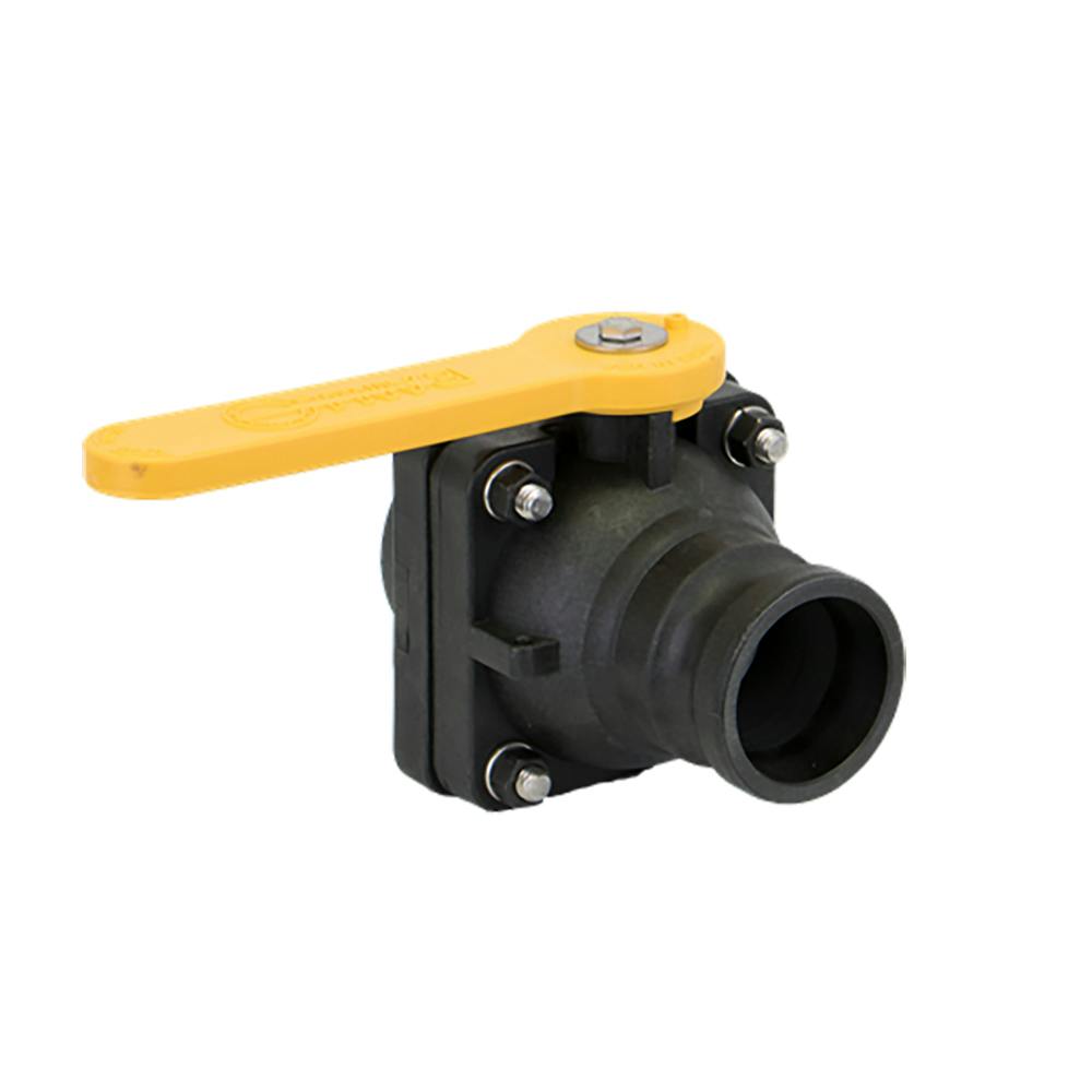 2" Male Adapter x 2" FNPT Banjo® Black Fiberglass-Reinforced Polypropylene Full Port Stubby Ball Valve