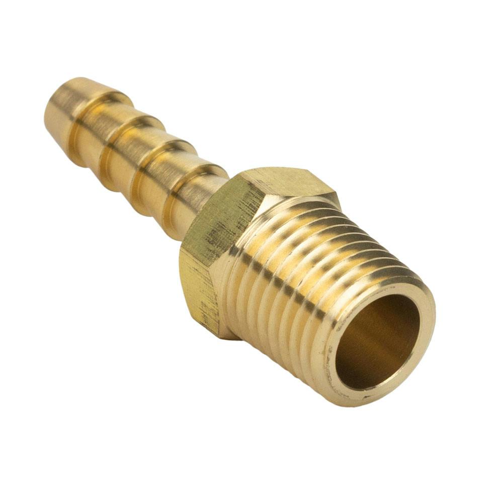 1/4" MNPT x 1/4" Hose Barb Brass Male Hose Connector