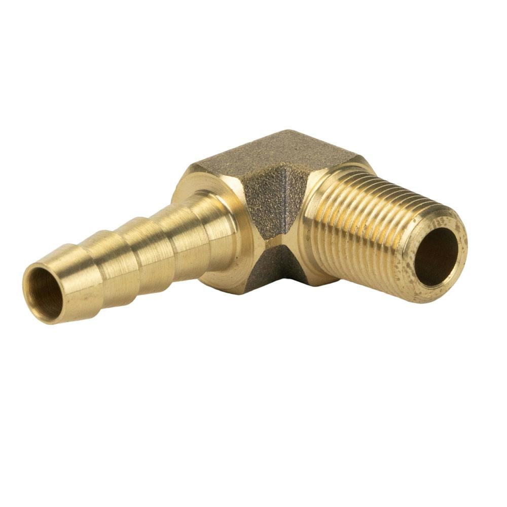 1/8" MNPT x 1/4" Hose Barb Brass Male 90° Elbow