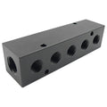 3/8" FNPT Inlet x (5) 1/4" FNPT Outlets Black Aluminum Manifold