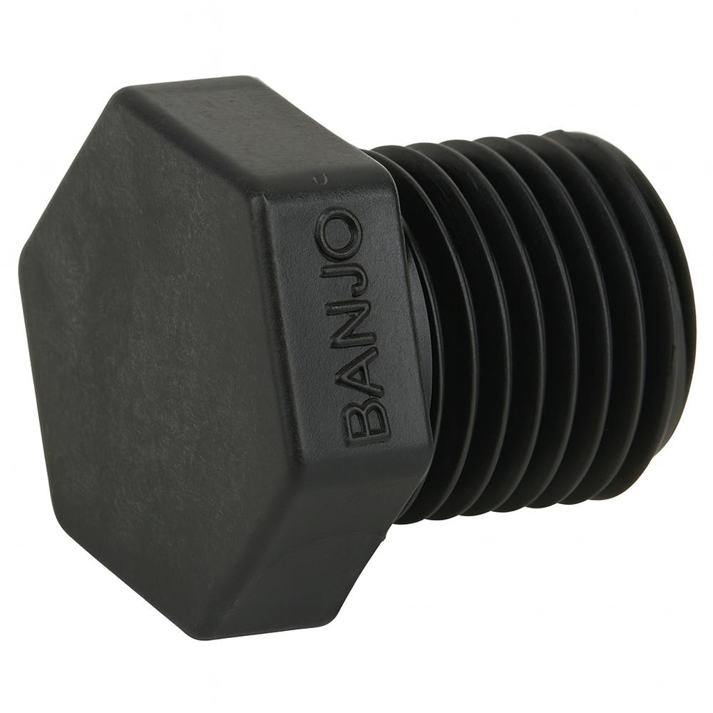 1/4" MNPT Banjo® Black Fiberglass-Reinforced Polypropylene Pipe Plug