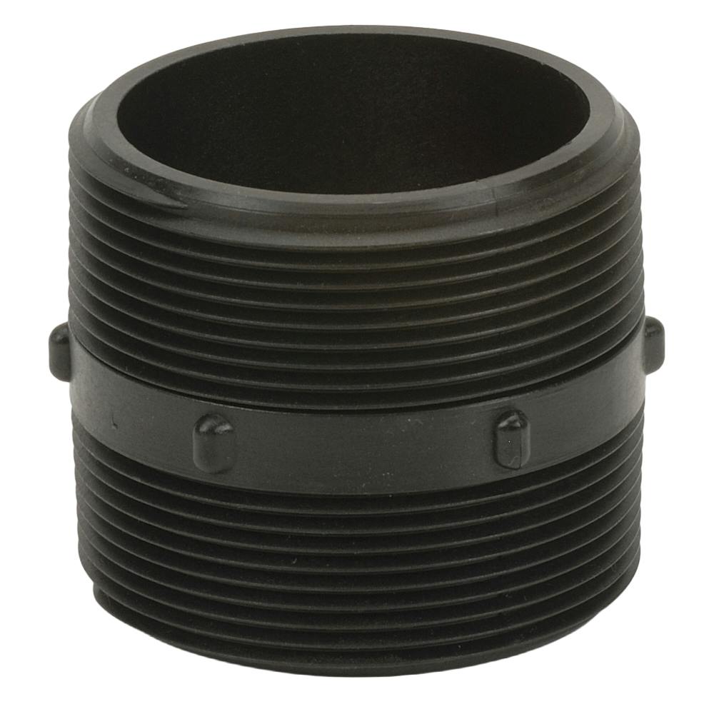 3" MNPT x Short Banjo® Black Fiberglass-Reinforced Polypropylene Pipe Nipple