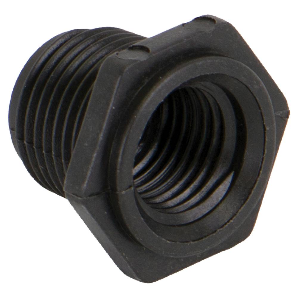 3/8" MNPT x 1/4" FNPT Banjo® Black Fiberglass-Reinforced Polypropylene Reducer Bushing