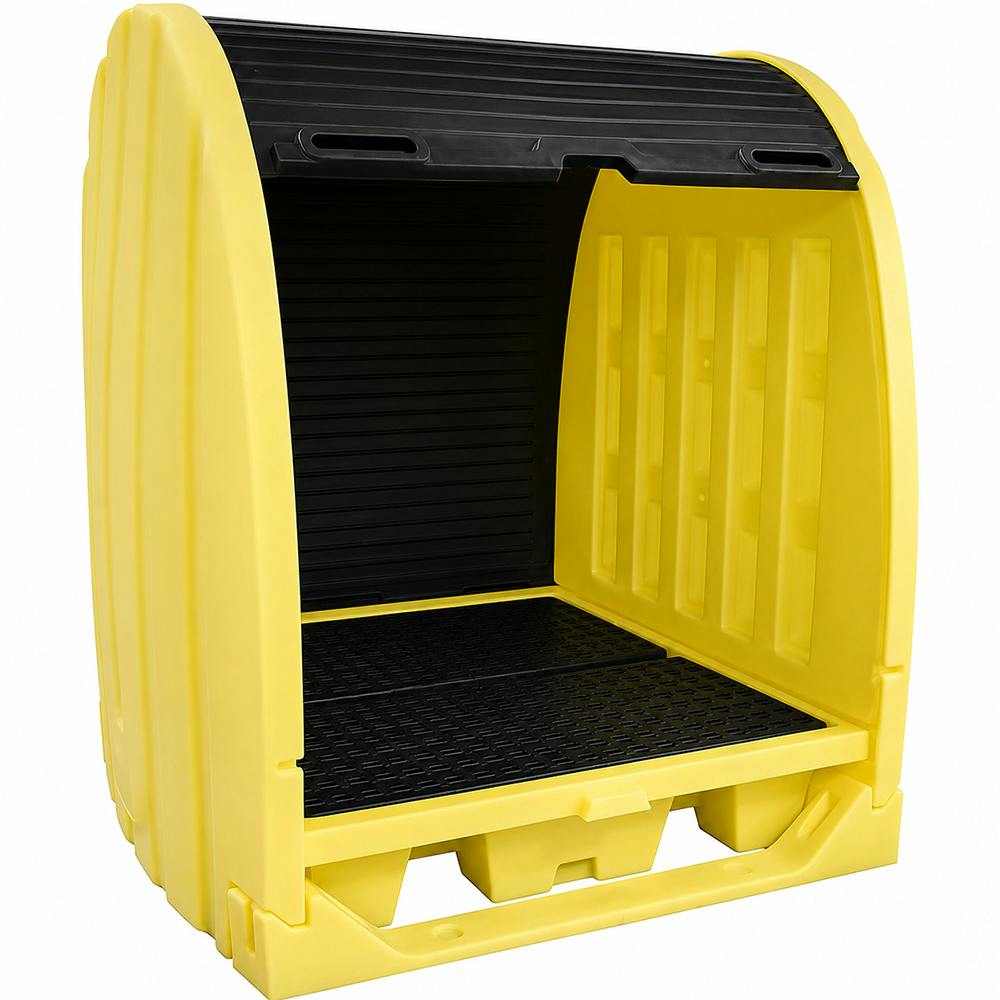 Poly-Slim-Line™ 6000 4-Drum Spill Pallet & Roll-Top Hardcover without Drain 65" L x 58" W x 69" Hgt.