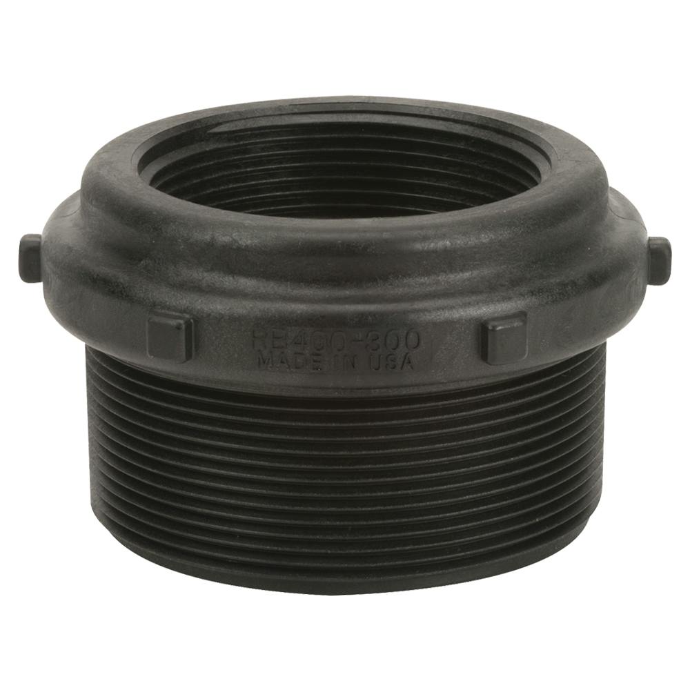 4" MNPT x 3" FNPT Banjo® Black Fiberglass-Reinforced Polypropylene Reducer Bushing