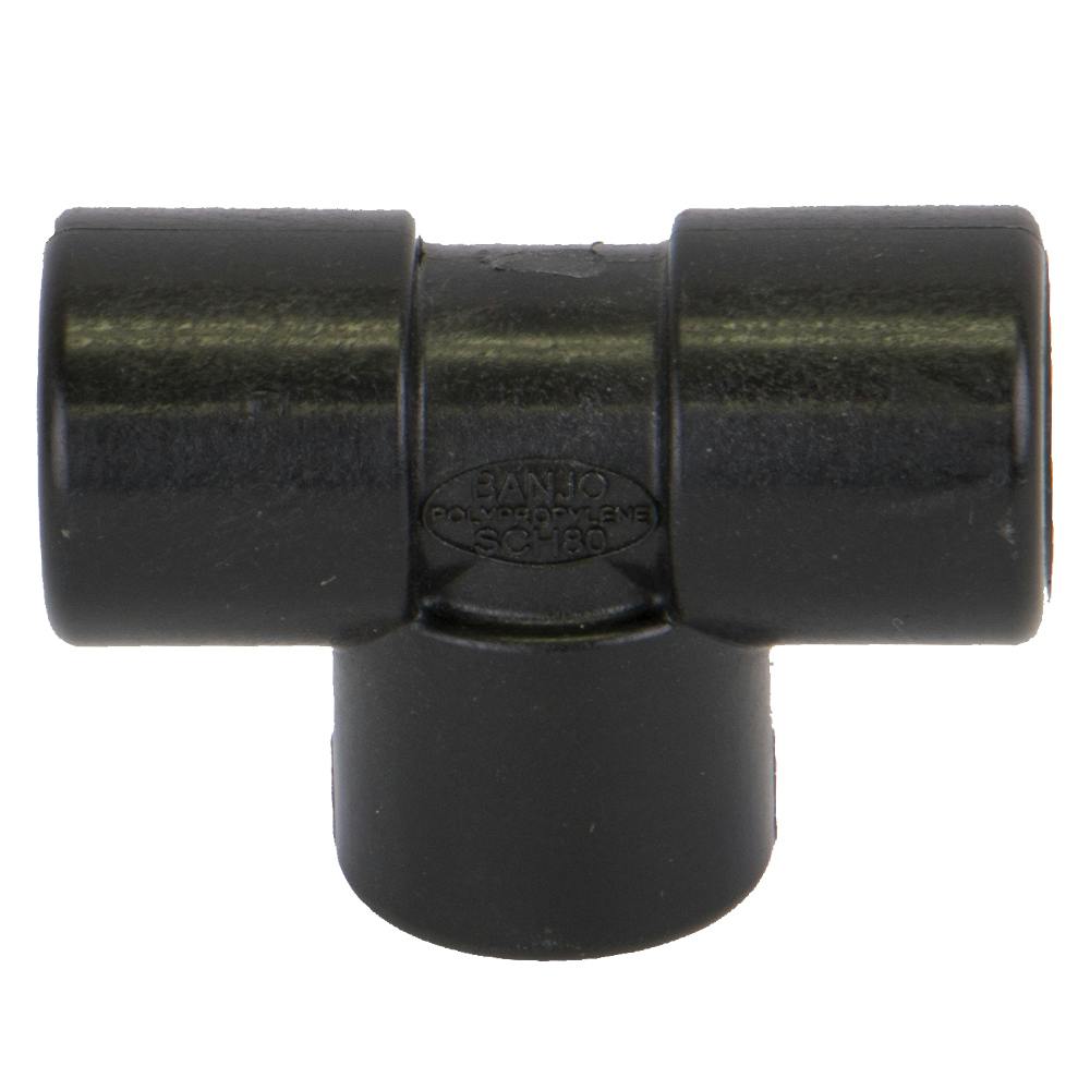 1/4" FNPT x 1/4" FNPT x 1/4" FNPT Banjo® Black Fiberglass-Reinforced Polypropylene Pipe Tee