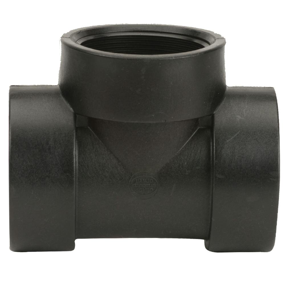 3" FNPT x 3" FNPT x 3" FNPT Banjo® Black Fiberglass-Reinforced Polypropylene Pipe Tee