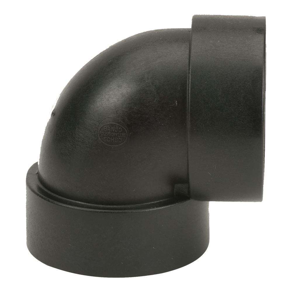 3" FNPT x 3" FNPT Banjo® Black Fiberglass-Reinforced Polypropylene 90° Pipe Elbow