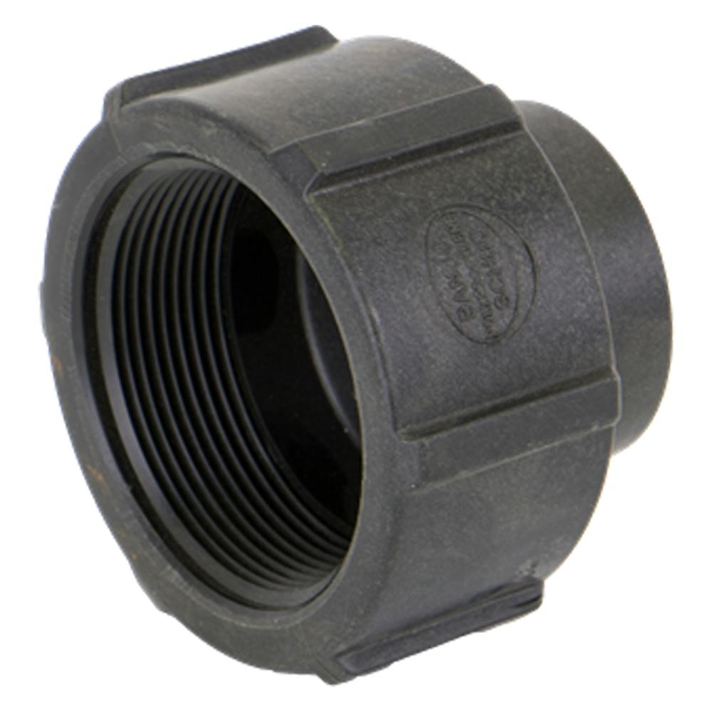 2" FNPT x 1/2" FNPT Banjo® Black Fiberglass-Reinforced Polypropylene Pipe Reducing Coupling