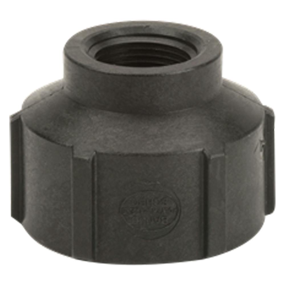 2" FNPT x 1" FNPT Banjo® Black Fiberglass-Reinforced Polypropylene Pipe Reducing Coupling