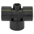 3/4" FNPT x 3/4" FNPT x 3/4" FNPT Banjo® Black Fiberglass-Reinforced Polypropylene Pipe Gauge Port Tee with 1/4" FNPT Gauge Port