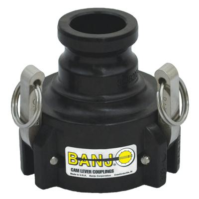 3" Female Coupler x 2" Male Adapter Banjo® Black Fiberglass-Reinforced Polypropylene Quick Disconnect Coupling - 3 Arms