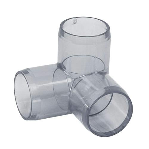 3/4" DuraClear NSF Schedule 40 Clear PVC Furniture-Grade Socket 3-Way Elbow