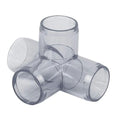 1/2" DuraClear NSF Schedule 40 Clear PVC Furniture-Grade Socket 4-Way Tee