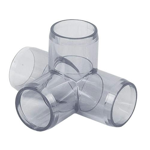 3/4" DuraClear NSF Schedule 40 Clear PVC Furniture-Grade Socket 4-Way Tee