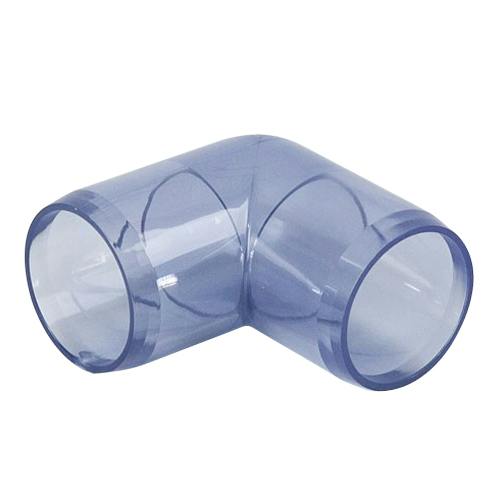 1-1/2" DuraClear UV Schedule 40 Clear PVC Furniture-Grade Socket 90° Elbow