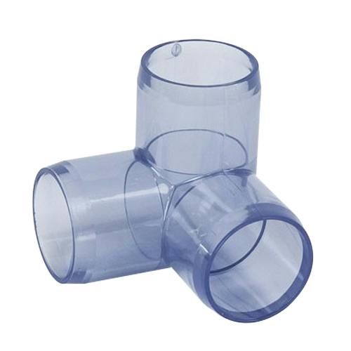 3/4" DuraClear UV Schedule 40 Clear PVC Furniture-Grade Socket 3-Way Elbow