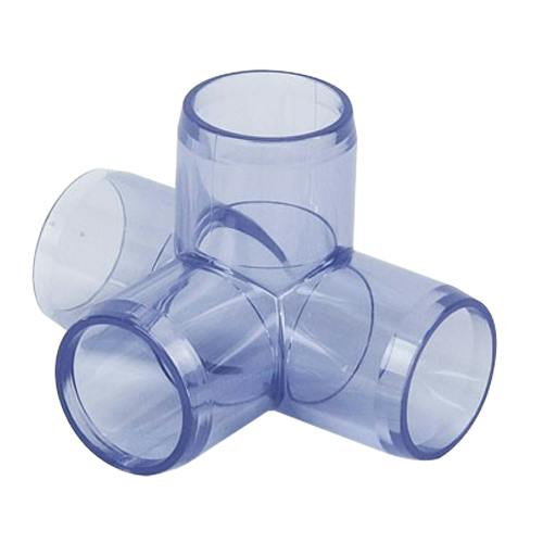1-1/4" DuraClear UV Schedule 40 Clear PVC Furniture-Grade Socket 4-Way Tee